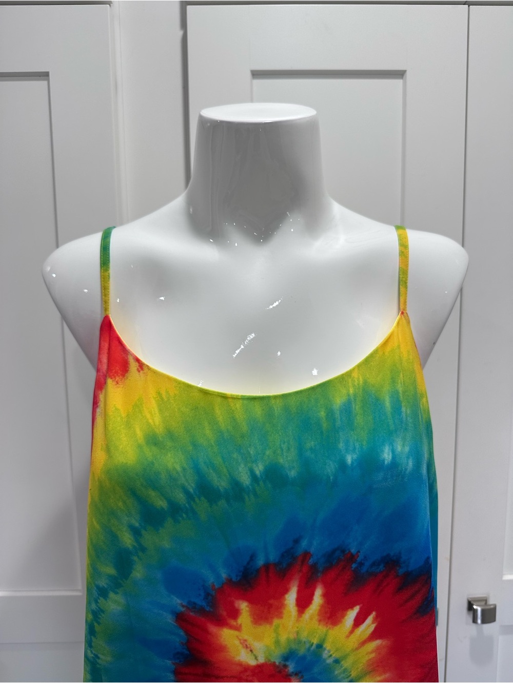 Alice + Olivia Tie-Dye Spiral Slip Dress in Rainbow Colors Large - Picture 8 of 14